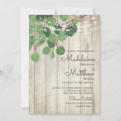 Invitation Mariage Rustique Feuille Eucalyptus Wood (Devant)