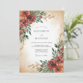 Invitation Mariage Rustique Feuilles de Cuivre (Debout devant)