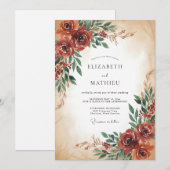 Invitation Mariage Rustique Feuilles de Cuivre (Devant / Derrière)