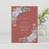 Invitation Mariage Rustique Feuilles de Lavande (Debout devant)