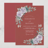 Invitation Mariage Rustique Feuilles de Lavande (Devant / Derrière)