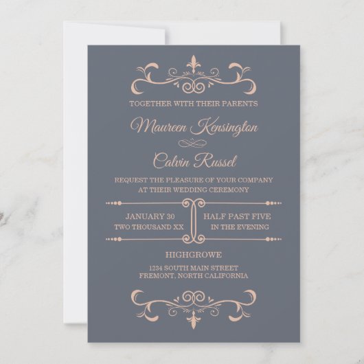 Invitation Mariage rustique Filigree (Devant)