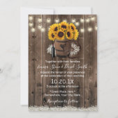 Invitation Mariage Rustique Fleur de Tournesol Tonneau de Boi (Devant)