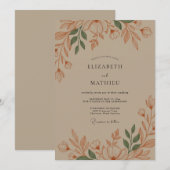 Invitation Mariage Rustique Fleur Ochre (Devant / Derrière)