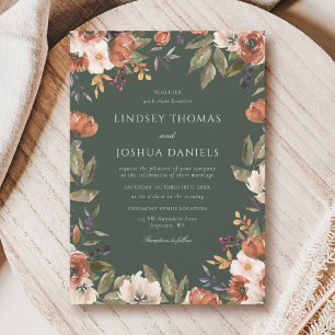 Invitation Mariage rustique floral automnal vert