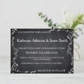 Invitation Mariage Rustique Floral Chalkboard (Debout devant)