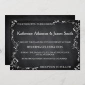 Invitation Mariage Rustique Floral Chalkboard (Devant / Derrière)