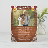 Invitation Mariage rustique Floral Lumières dentelle (Debout devant)