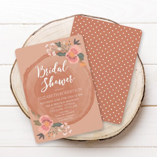 Invitation Mariage Rustique Floral Marron