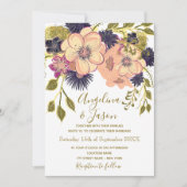 Invitation Mariage rustique floral rose poudré (Devant)