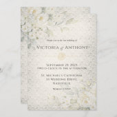 Invitation Mariage Rustique Floral Vintage (Devant / Derrière)