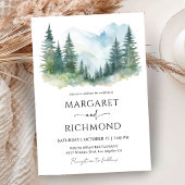Invitation Mariage Rustique Forêt de Montagne Pin