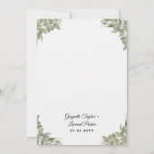 Invitation Mariage rustique géométrique doré à la verdure élé (Dos)