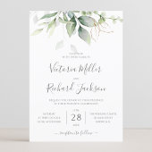 Invitation Mariage rustique géométrique vert et or