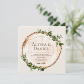 Invitation Mariage rustique Grain vert Foliage sur mesure (Debout devant)