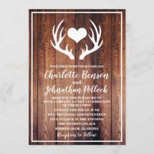 Invitation Mariage Rustique Grange foncée Bois et Blancs Antl