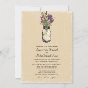 Invitation Mariage rustique Hanging Mason Jar
