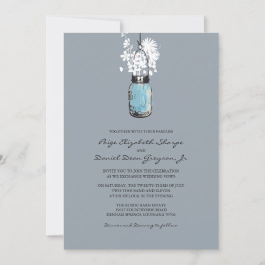 Invitation Mariage rustique Hanging Mason Jar (Devant)