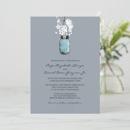 Invitation Mariage rustique Hanging Mason Jar (Debout devant)