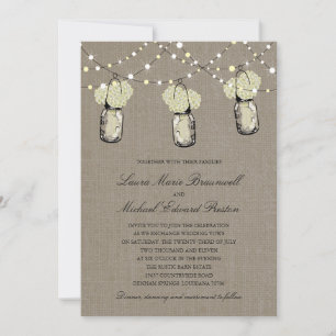Invitation Mariage rustique Hanging Mason Jar Hydrangea