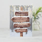 Invitation Mariage Rustique Hiver Merveilleux Lumières de la  (Debout devant)