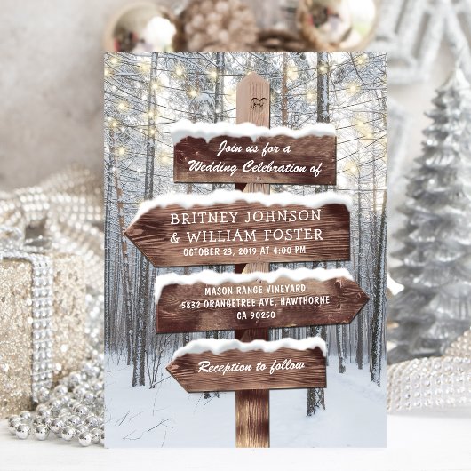 Invitation Mariage Rustique Hiver Merveilleux Lumières de la 