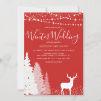 Mariage rustique hivernal Cerf Woodland Rouge