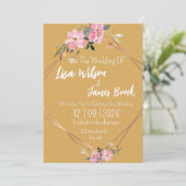 Invitation Mariage rustique jaune floral  (Debout devant)