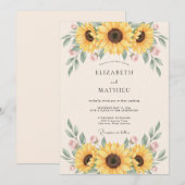 Invitation Mariage Rustique Jaune Vibrant (Devant / Derrière)
