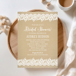 Invitation Mariage Rustique Kraft et Dentelle : Shower de Mar