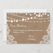 Invitation Mariage Rustique Lumières de Toile de Jute Demoise (Dos)