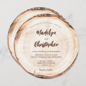 Invitation Mariage rustique main Script coupe bois coupe tran (Devant / Derrière)