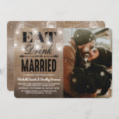 Invitation Mariage Rustique Manger Boire et se Marier Photo (Devant / Derrière)