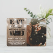 Invitation Mariage Rustique Manger Boire et se Marier Photo (Debout devant)