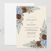 Invitation Mariage rustique marron frappant (Devant / Derrière)