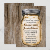 Invitation mariage rustique marron veiné de bois (Devant / Derrière)