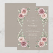Invitation Mariage Rustique Mauve Mélancolique (Devant / Derrière)