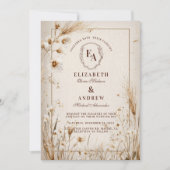 Invitation Mariage rustique minimaliste à fleurs séchées neut (Devant)