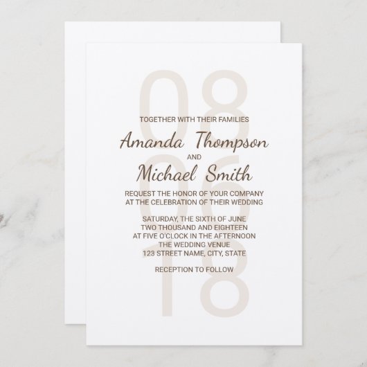 Invitation Mariage rustique moderne (Devant / Derrière)