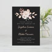 Invitation Mariage rustique moderne avec fleurs douces sur fo (Debout devant)