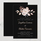 Invitation Mariage rustique moderne avec fleurs douces sur fo (Devant / Derrière)