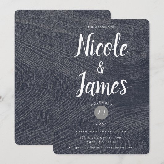 Invitation Mariage rustique moderne de grange avec grain de b (Devant / Derrière)
