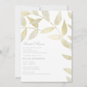Invitation Mariage Rustique Moderne Doré Feuilles D'or Cérémo (Devant)