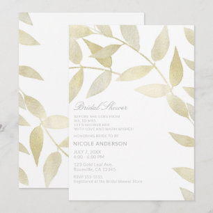 Invitation Mariage Rustique Moderne Doré Feuilles D'or Cérémo