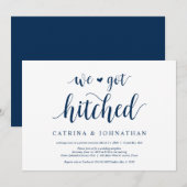 Invitation Mariage rustique moderne, écriture bleu marine (Devant / Derrière)