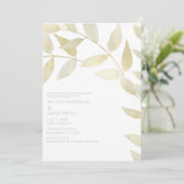 Invitation Mariage Rustique Moderne Feuilles Dorées Fiançaill (Debout devant)