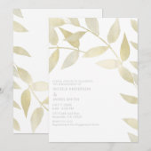 Invitation Mariage Rustique Moderne Feuilles Dorées Fiançaill (Devant / Derrière)