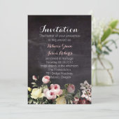 Invitation mariage rustique moderne fleurs vintage tableau no (Debout devant)