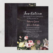 Invitation mariage rustique moderne fleurs vintage tableau no (Devant / Derrière)
