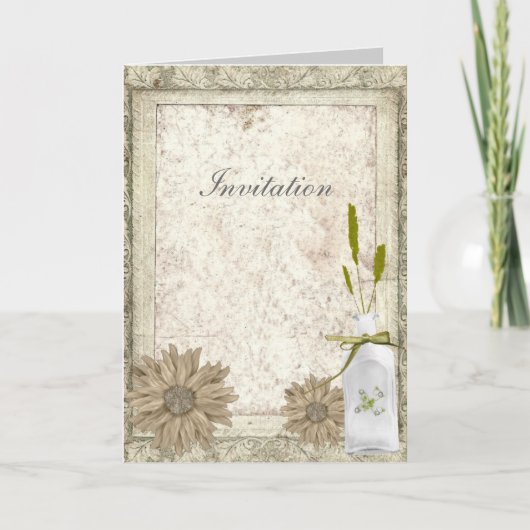 Invitation mariage rustique moderne occidental de marguerite (Devant)